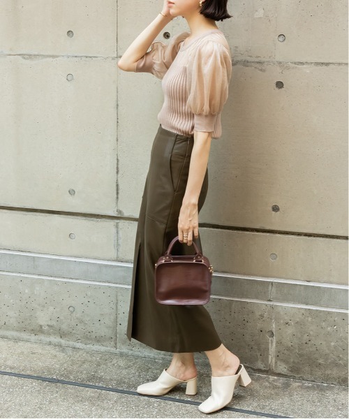 RANDA（ランダ）の「シアーボリュームスリーブニット（シャツ/ブラウス・レディース・ブラック/ベージュ/グレー・FREE）」の7枚目の写真