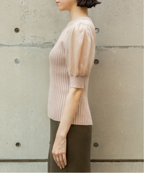 RANDA（ランダ）の「シアーボリュームスリーブニット（シャツ/ブラウス・レディース・ブラック/ベージュ/グレー・FREE）」の11枚目の写真