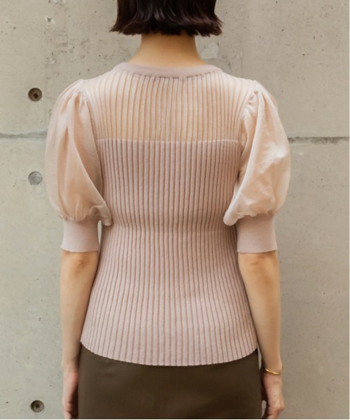RANDA（ランダ）の「シアーボリュームスリーブニット（シャツ/ブラウス・レディース・ブラック/ベージュ/グレー・FREE）」の15枚目の写真