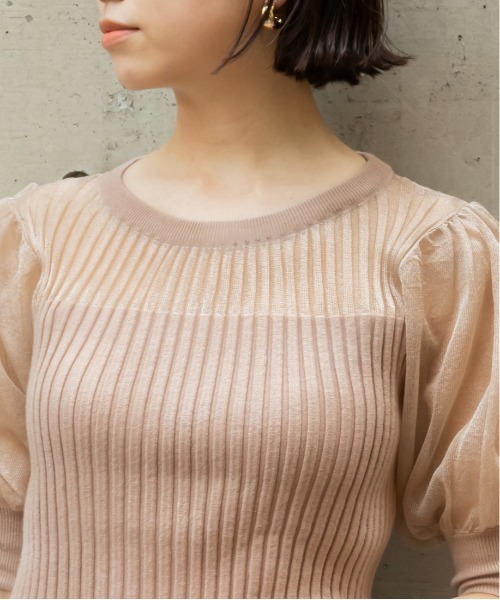 RANDA（ランダ）の「シアーボリュームスリーブニット（シャツ/ブラウス・レディース・ブラック/ベージュ/グレー・FREE）」の19枚目の写真