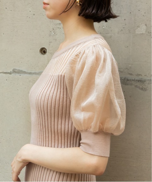 RANDA（ランダ）の「シアーボリュームスリーブニット（シャツ/ブラウス・レディース・ブラック/ベージュ/グレー・FREE）」の13枚目の写真