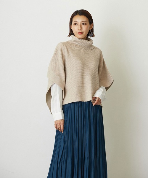 NICOLE white(ニコルホワイト)の「ニットベスト×スタンドシャツSET(アンサンブル・レディース・ブラック/ベージュ/パープル/グレー/サーモンピンク・FREE)」の4枚目の写真