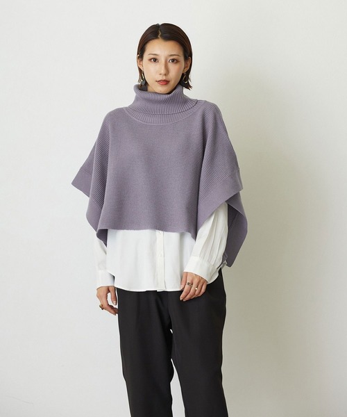 NICOLE white(ニコルホワイト)の「ニットベスト×スタンドシャツSET(アンサンブル・レディース・ブラック/ベージュ/パープル/グレー/サーモンピンク・FREE)」の5枚目の写真