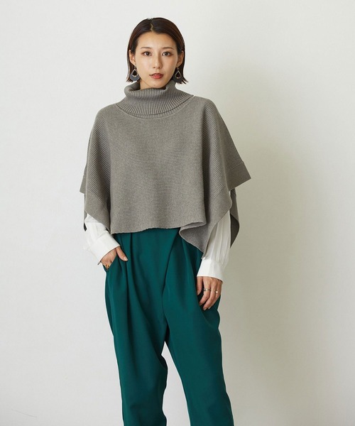 NICOLE white(ニコルホワイト)の「ニットベスト×スタンドシャツSET(アンサンブル・レディース・ブラック/ベージュ/パープル/グレー/サーモンピンク・FREE)」の3枚目の写真