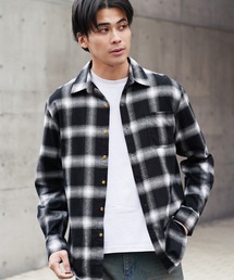 長袖 チェック コットン ネルシャツ