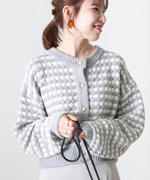 Cheek(チーク)の「コンパクトボーダーカーディガン(カーディガン/ボレロ・レディース・グレー/ブラック・MEDIUM)」の2枚目の写真