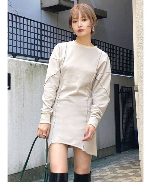 EMODA（エモダ）の「アウトスイッチングミニワンピース（ワンピース・レディース・ブラック/グレー/アイボリー・FREE）」の7枚目の写真