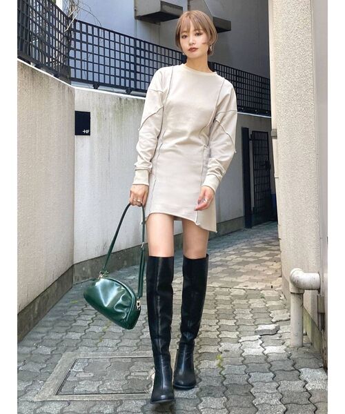 EMODA（エモダ）の「アウトスイッチングミニワンピース（ワンピース・レディース・ブラック/グレー/アイボリー・FREE）」の8枚目の写真