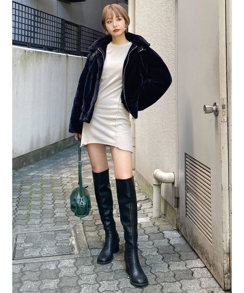 EMODA（エモダ）の「アウトスイッチングミニワンピース（ワンピース・レディース・ブラック/グレー/アイボリー・FREE）」の9枚目の写真