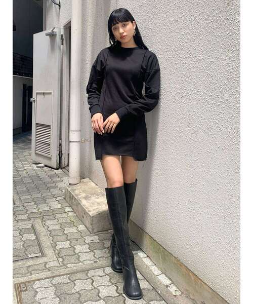 EMODA（エモダ）の「アウトスイッチングミニワンピース（ワンピース・レディース・ブラック/グレー/アイボリー・FREE）」の11枚目の写真