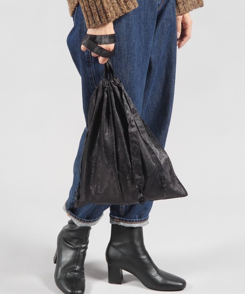 HOLLINGWORTH COUNTRY OUTFITTERS(ホリングワース カントリーアウトフィッターズ)の「【ホリングワースカントリーアウトフィッターズ】ドローコードレギュラートートバッグ(トートバッグ・レディース・ブラック/グレー/イエロー・0)」の4枚目の写真