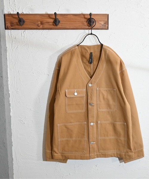 Anytime Songs（エニータイムソングス）の「ダックノーカラーワークカバーオール（その他アウター・メンズ・ライトブルー/ブラック/オフホワイト/オリーブ/キャメル・MEDIUM/LARGE）」の5枚目の写真