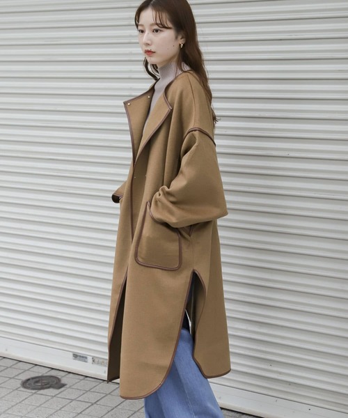 SENSE OF PLACE by URBAN RESEARCH（センスオブプレイスバイアーバンリサーチ）の「パイピングコート（その他アウター・レディース・チャコールグレー/カーキ/アイボリー/モカ・ONE）」の7枚目の写真