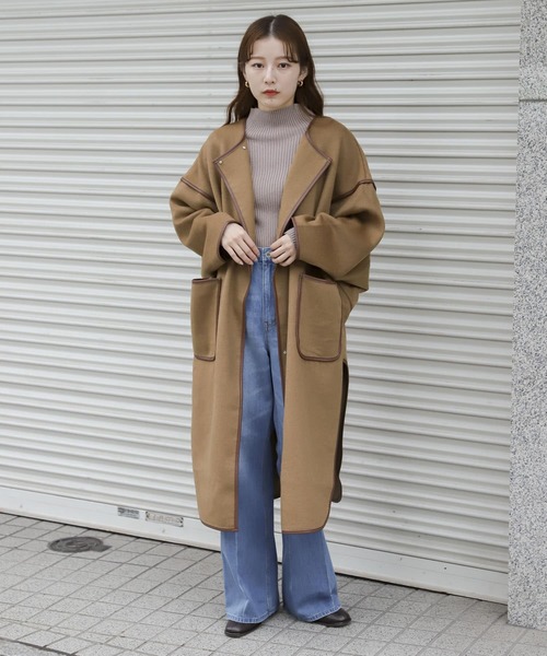 SENSE OF PLACE by URBAN RESEARCH（センスオブプレイスバイアーバンリサーチ）の「パイピングコート（その他アウター・レディース・チャコールグレー/カーキ/アイボリー/モカ・ONE）」の8枚目の写真