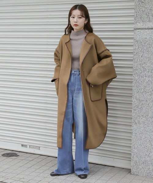 SENSE OF PLACE by URBAN RESEARCH（センスオブプレイスバイアーバンリサーチ）の「パイピングコート（その他アウター・レディース・チャコールグレー/カーキ/アイボリー/モカ・ONE）」の9枚目の写真