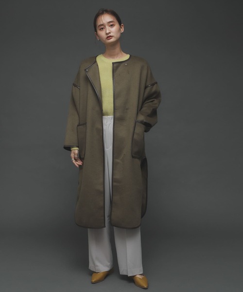 SENSE OF PLACE by URBAN RESEARCH（センスオブプレイスバイアーバンリサーチ）の「パイピングコート（その他アウター・レディース・チャコールグレー/カーキ/アイボリー/モカ・ONE）」の19枚目の写真