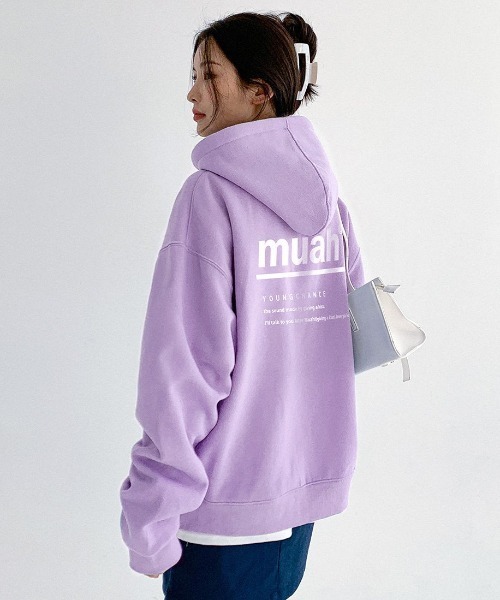 muahmuah（ムーアムーア）の「WEB限定 muahmuah-ムアムア バックロゴプルパーカー【MUT21930】（パーカー・レディース・ホワイト/ブラック/ネイビー/グレー/カーキ/ラベンダー・FREE）」の6枚目の写真