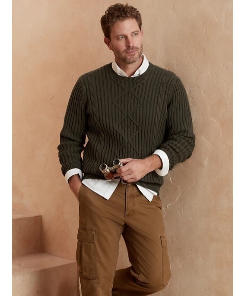 【BANANA REPUBLIC FACTORY STORE】ケーブル クルーネックセーター