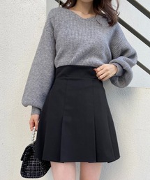 プリーツハイウエストミニスカート