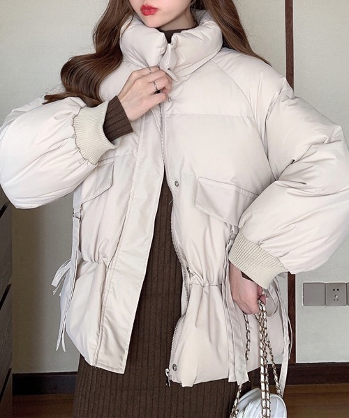 FRP（エフアールピー）の「YUGA 　ウエストリボン　ダウン　ジャケットコート（ダウンジャケット/コート・レディース・ブラック/オフホワイト・FREE）」の3枚目の写真