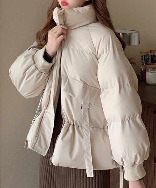 FRP（エフアールピー）の「YUGA 　ウエストリボン　ダウン　ジャケットコート（ダウンジャケット/コート・レディース・ブラック/オフホワイト・FREE）」の5枚目の写真