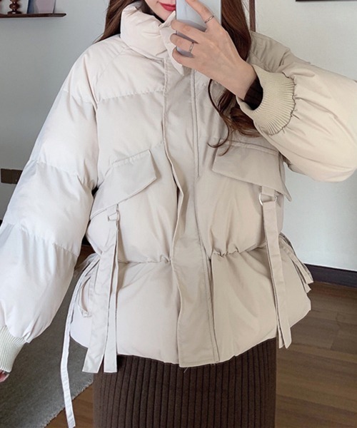 FRP（エフアールピー）の「YUGA 　ウエストリボン　ダウン　ジャケットコート（ダウンジャケット/コート・レディース・ブラック/オフホワイト・FREE）」の11枚目の写真