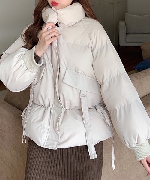 FRP（エフアールピー）の「YUGA 　ウエストリボン　ダウン　ジャケットコート（ダウンジャケット/コート・レディース・ブラック/オフホワイト・FREE）」の8枚目の写真