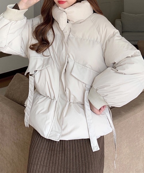 FRP（エフアールピー）の「YUGA 　ウエストリボン　ダウン　ジャケットコート（ダウンジャケット/コート・レディース・ブラック/オフホワイト・FREE）」の13枚目の写真