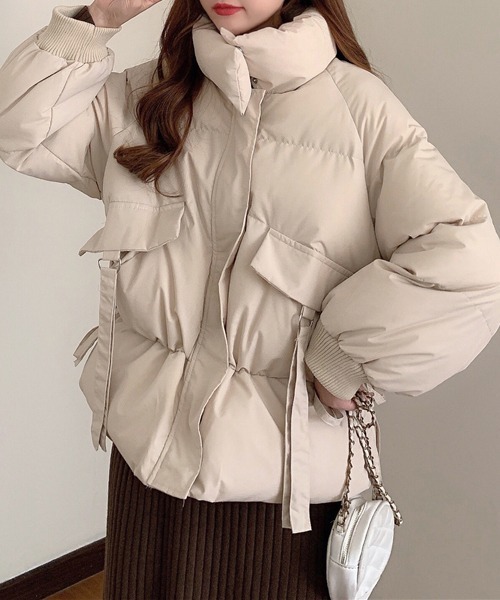 FRP（エフアールピー）の「YUGA 　ウエストリボン　ダウン　ジャケットコート（ダウンジャケット/コート・レディース・ブラック/オフホワイト・FREE）」の6枚目の写真