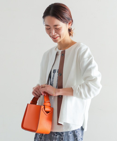 NOMBRE IMPAIR(ノンブルアンペール)の「変形ダブル鹿の子 ワイドカーデ(カーディガン/ボレロ・レディース・ホワイト/グレー・FREE)」の1枚目の写真