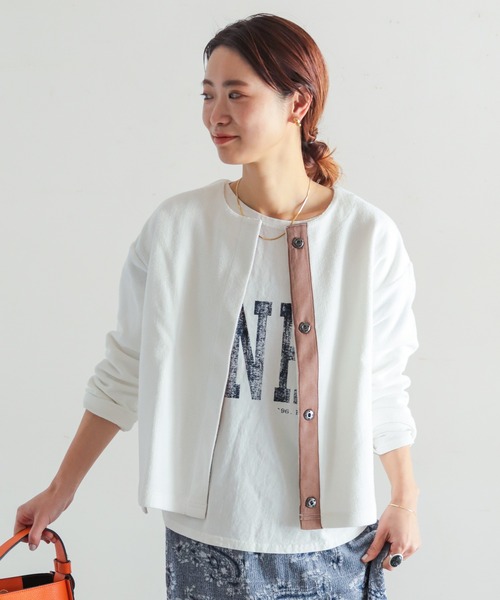 NOMBRE IMPAIR(ノンブルアンペール)の「変形ダブル鹿の子 ワイドカーデ(カーディガン/ボレロ・レディース・ホワイト/グレー・FREE)」の3枚目の写真