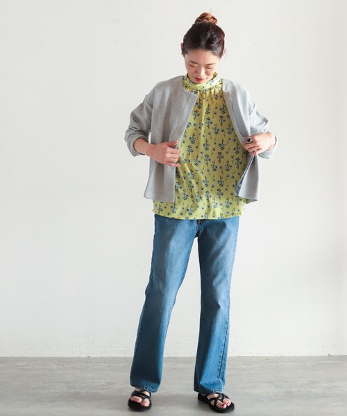 NOMBRE IMPAIR(ノンブルアンペール)の「変形ダブル鹿の子 ワイドカーデ(カーディガン/ボレロ・レディース・ホワイト/グレー・FREE)」の10枚目の写真