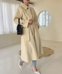 ベルト付きロングコート