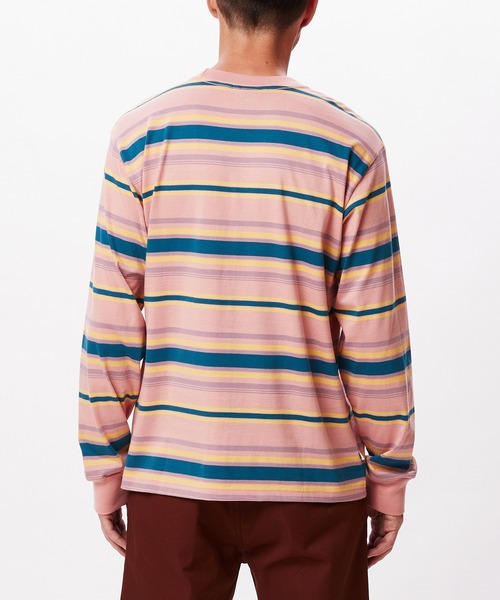 OBEY(オベイ)の「OBEY/オベイ 先染めボーダー ロゴ入り ロンT(Tシャツ/カットソー・メンズ・サックスブルー/ピンク・MEDIUM/LARGE)」の8枚目の写真
