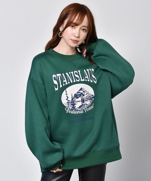 ems excite(エムズエキサイト)の「プリントBIGトレーナー(Tシャツ/カットソー・レディース・オフホワイト/グリーン/レッド・FREE)」の3枚目の写真