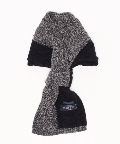 KIETH（キース）の「2トーンケーブルコンパクトマフラー（マフラー・メンズ・ダークブルー/チャコールグレー/ブラック/ネイビー・FREE）」の5枚目の写真