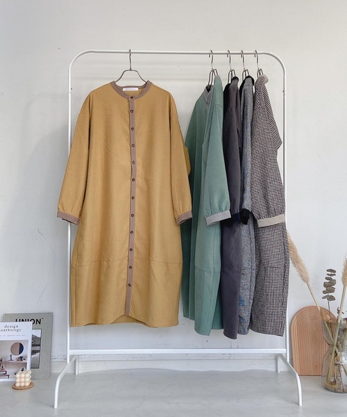 日本未入荷【Aakasha コクーン リネンシャツワンピース】 AS KNOW AS plus（アズノゥアズプラス）の「◇配色コクーン