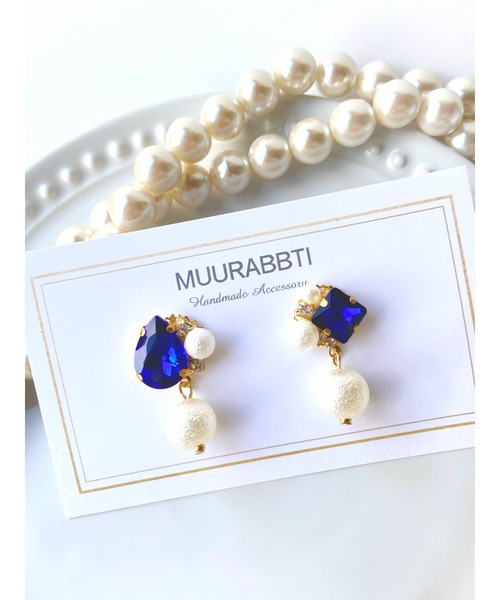 tone（トーン）の「【MUURABBTI】ビジューとパールピアス(MA)（ピアス（両耳用）・レディース・その他/エメラルド/その他2/コバルトブルー/アクア/バイオレット・FREE）」の3枚目の写真