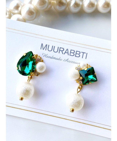 tone（トーン）の「【MUURABBTI】ビジューとパールピアス(MA)（ピアス（両耳用）・レディース・その他/エメラルド/その他2/コバルトブルー/アクア/バイオレット・FREE）」の16枚目の写真