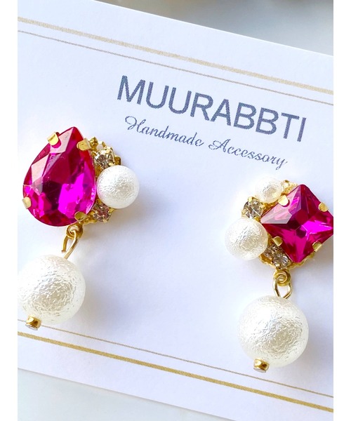 tone（トーン）の「【MUURABBTI】ビジューとパールピアス(MA)（ピアス（両耳用）・レディース・その他/エメラルド/その他2/コバルトブルー/アクア/バイオレット・FREE）」の8枚目の写真