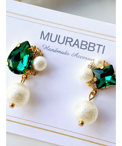 tone（トーン）の「【MUURABBTI】ビジューとパールピアス(MA)（ピアス（両耳用）・レディース・その他/エメラルド/その他2/コバルトブルー/アクア/バイオレット・FREE）」の20枚目の写真