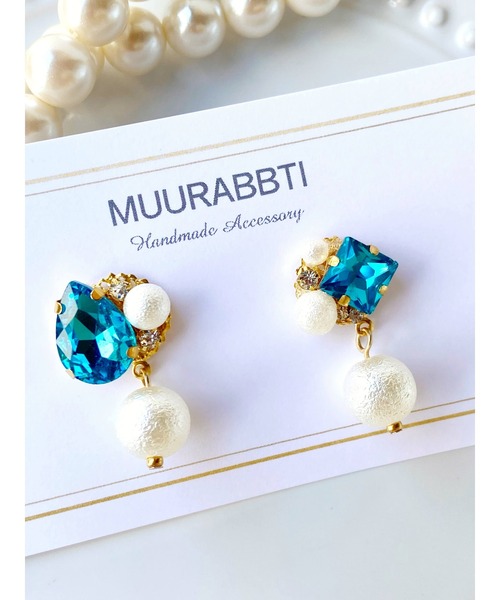 tone（トーン）の「【MUURABBTI】ビジューとパールピアス(MA)（ピアス（両耳用）・レディース・その他/エメラルド/その他2/コバルトブルー/アクア/バイオレット・FREE）」の18枚目の写真