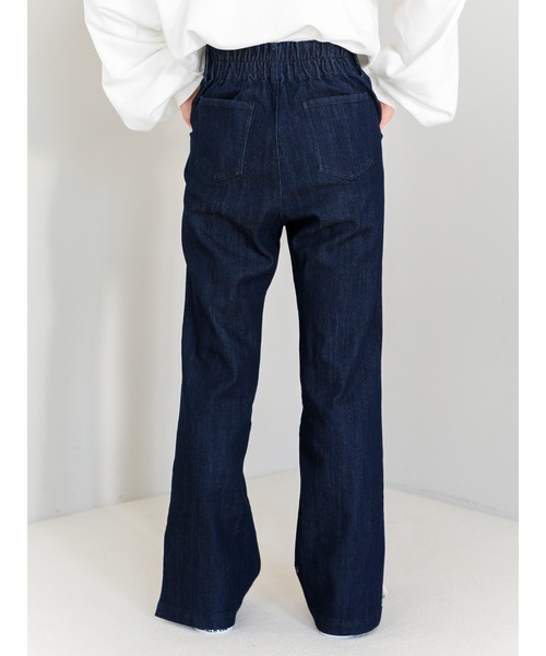 SLURR（スラ―）の「デニムフレアパンツ（デニムパンツ・レディース・インディゴブルー/ライトインディゴブルー・S/M）」の4枚目の写真