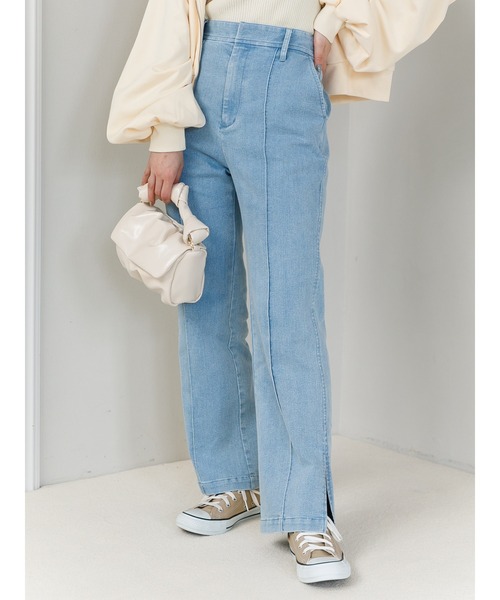 SLURR（スラ―）の「デニムフレアパンツ（デニムパンツ・レディース・インディゴブルー/ライトインディゴブルー・S/M）」の16枚目の写真