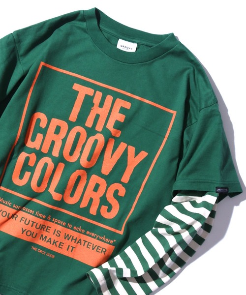 GROOVY COLORS(グルービーカラーズ)の「GROOVY COLORS/グルービーカラーズ テンジク GROOVY COLORS レイヤード L/S TEE 長袖シャツ ロゴロンT(Tシャツ/カットソー・キッズ・ホワイト/グリーン/ブラック・130/140)」の3枚目の写真
