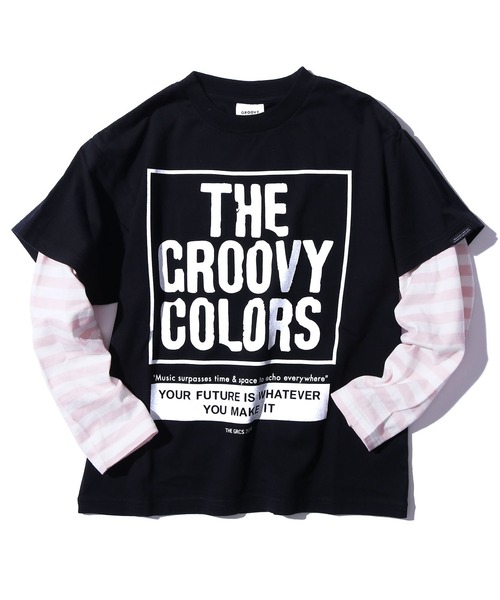 GROOVY COLORS(グルービーカラーズ)の「GROOVY COLORS/グルービーカラーズ テンジク GROOVY COLORS レイヤード L/S TEE 長袖シャツ ロゴロンT(Tシャツ/カットソー・キッズ・ホワイト/グリーン/ブラック・130/140)」の2枚目の写真