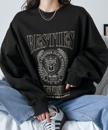PARAMUS MINNESOTA LOGO CREW NECK SWEAT SHIRTS / パラマス ミネソタ アーチロゴ 配色刺繍 クルーネック スウェットシャツブラック系2