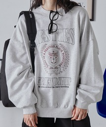 PARAMUS MINNESOTA LOGO CREW NECK SWEAT SHIRTS / パラマス ミネソタ アーチロゴ 配色刺繍 クルーネック スウェットシャツライトグレー系5