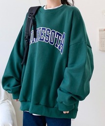 PARAMUS MINNESOTA LOGO CREW NECK SWEAT SHIRTS / パラマス ミネソタ アーチロゴ 配色刺繍 クルーネック スウェットシャツダークグリーン