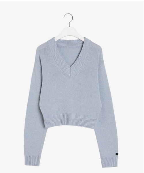 SONA（ソナ）の「SONA Vネッククロップニット（ニット/セーター・レディース・スカイブルー/パープル/グレー/ブルー/ライトグリーン/ライトピンク/ライトベージュ・FREE）」の20枚目の写真